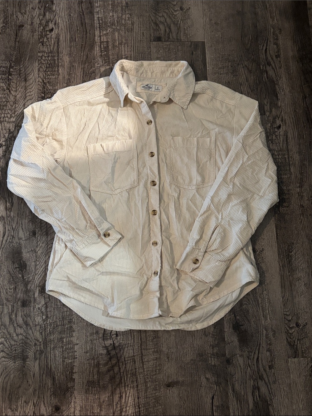 Hollister Oversized Button Down Shirt - Cream - Size Small